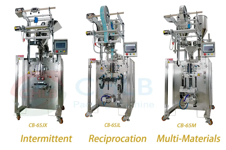 this is 65 type packing machine by intermittent, reciprocation, multi-materials